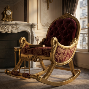 [OEM/ODM] <span class=keywords><strong>Fauteuil</strong></span> à bascule néoclassique français de luxe, sculpté à la main, en bois massif avec feuille d'or, <span class=keywords><strong>pour</strong></span> projets hôteliers et villas - Product Image 1