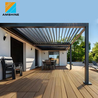 Pérgola Bioclimática de Aluminio Gris Antracita con Techo de Láminas Ajustables Motorizadas de Primera Calidad para Terraza Trasera Residencial