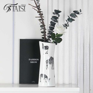 V131-GF Art Deco Porcelain <strong>Zebra</strong> <strong>Vase</strong> Tabletop Ceramic Flower Arrangement Elegant Bouquet <strong>Vase</strong> - Product Image 4
