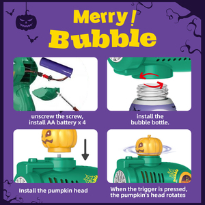 Máquina de burbujas de calabaza de Halloween de 32 orificios, soplador de burbujas automático con luz giratoria y música para niños, juego al aire libre - Product Image 4