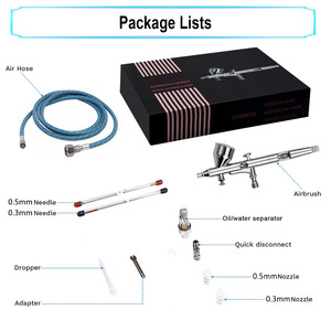 Kit de Aerógrafo de Doble Acción con Alimentación por Gravedad, Boquillas de 0.2mm, 0.3mm y 0.5mm, Pistola de Pulverización Plateada para Decoración de Uñas y Pasteles - Product Image 5