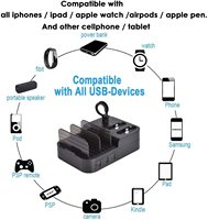 Station de charge USB flexible à 6 ports, support de chargeur de bureau, organisateur, matériau ignifuge pour ordinateur portable, iPhone pour Pro