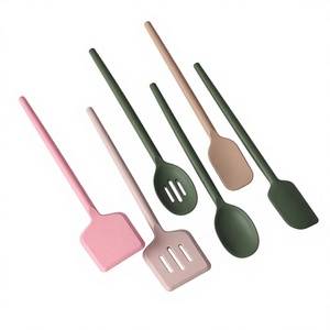 Long Thick Silicone Non-Stick Anti-Skid Anti-Scalding Spatula Spoon Shovel Kit with Colander Scraper for Cooking <b>Kitchenware</b> - Product Image 5