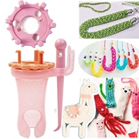 Machine à tricoter manuelle Wonder Knitter rose en plastique ABS, pratique pour le tricot à la main