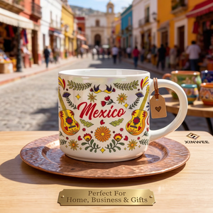 Taza de Café de Cerámica Apilable Personalizable con Base, Recuerdo de Ciudad de México, Juego de Tazas de Porcelana - Product Image 4