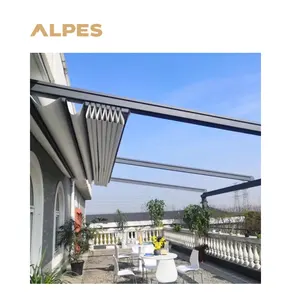 Pérgola ALPES retráctil completamente automática deslizante plegable al aire libre impermeable de aluminio terraza techo para glorietas arcos y puentes