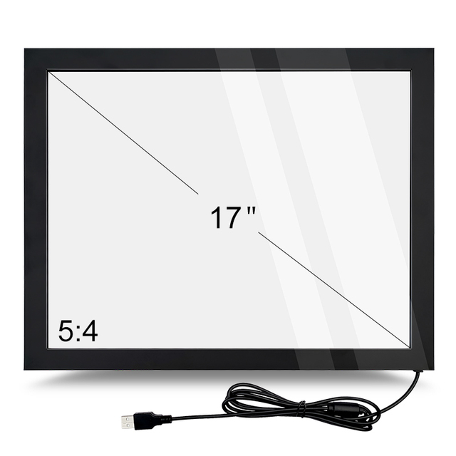 Infrared Touch Screen Panel with Tempered Glass Multi Points IR Touch Screen Usb Free Driver 17 Inch Black for Business 8 X 8mm
