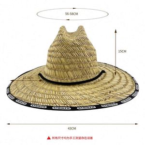 2025 Wholesale Custom Promotional Unisex Sun Wide Brim Woven Uv Sun Fitted Fishing <b>Straw</b> Lifeguard <b>Hat</b> for Men With Custom logo - Product Image 3