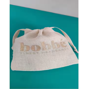 Bolsa con cordón de lino y algodón con logotipo personalizado, bolsa con patrón de rayas bohemias, embalaje de regalo pequeño duradero, proveedor mayorista - Product Image 1