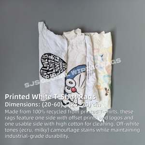 Chiffons en coton blanc recyclé imprimés, résistants aux taches, durables, pour usage industriel, 100% coton blanc - Product Image 2