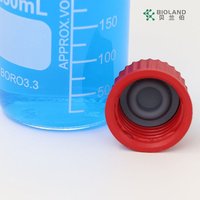 Botol Media Kaca Silinder Bioland High Borosilicate 3.3, Dapat Disterilkan dengan Autoklaf, Tutup Anti Bocor, Tipe USP I, untuk Kultur Sel Laboratorium
