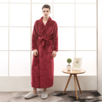 Peignoir en flanelle épaisse de couleur unie pour femme avec logo personnalisé, pyjama à manches longues, vêtements de détente pour l'automne et l'hiver, vêtements de nuit, peignoir