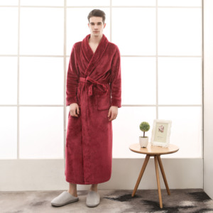 Peignoir en flanelle épaisse de couleur unie pour femme avec logo personnalisé, pyjama à manches longues, vêtements de détente pour l'automne et l'hiver, vêtements de nuit, peignoir - Product Image 5