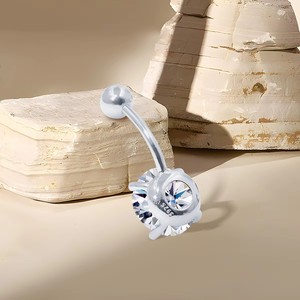 925 <strong>Silver</strong> Double Heart Cubic Zirconia <strong>Belly</strong> Ring Crystal Dangle Navel Piercing Jewelry for Girls Summer Gift Bulk Wholesale - Product Image 6