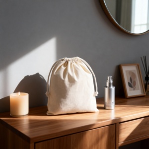 Petite pochette en coton biologique avec broderie personnalisée, sachet promotionnel de luxe, emballage en toile avec cordon de serrage - Product Image 6