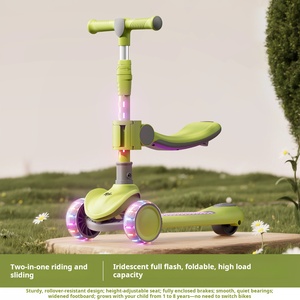 Patinete Plegable 3 en 1 para Niños con Ruedas Luminosas, Asiento Ajustable y Rodamientos Silenciosos, Carro Deslizante para Niños - Product Image 5