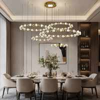 Plafonnier LED moderne de luxe avec perles et boules rondes pour la décoration du salon, lampe de chambre, villa, hôtel, éclairage suspendu