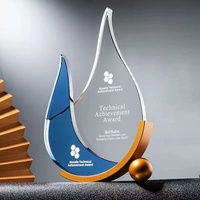 Trophées en cristal de haute qualité de nouvelle conception ADL Metal, forme de goutte d'eau, trophées personnalisés avec logo