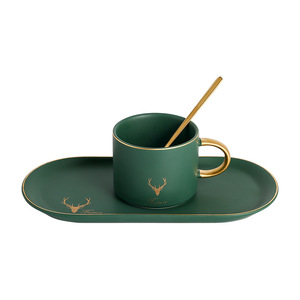 Ensemble <span class=keywords><strong>tasse</strong></span> à café et soucoupe en céramique, <span class=keywords><strong>tasse</strong></span> à thé <span class=keywords><strong>anglaise</strong></span> en <span class=keywords><strong>porcelaine</strong></span> avec soucoupe, cuillère dorée, passe au lave-vaisselle et au micro-ondes, pour expresso - Product Image 6