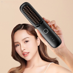 Portable Electric Hair <b>Straightener</b> Wireless Cordless <b>Mini</b> Hair Brush with Comb Straightens - Product Image 6