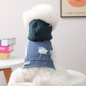 फैशनेबल शरद ऋतु सर्दियों के आस्तीन के साथ हुड पालतू जानवर हुड हुड कुत्ते बिल्लियों डेनिम जैकेट - Product Image 2