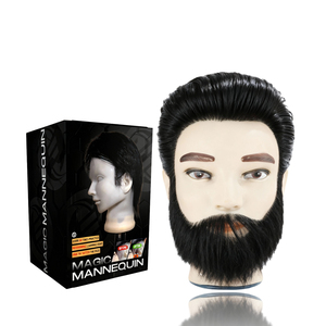 Académie de beauté professionnelle 100% tête de cheveux réels tête d'entraînement de coupe de cheveux de barbier avec Mannequin de barbe - Product Image 1