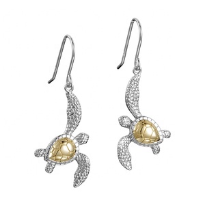 Colgante de Tortuga <span class=keywords><strong>Honu</strong></span> de Dos Tonos en Plata de Ley Chapada en Oro y Rodio Personalizado con Cadena para Mujer - Product Image 2