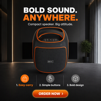 BKK / OEM 20W RMS Enceinte portable avec microphone intégré, boîtier en plastique, LED RGB, alimentation par batterie, Boombox sans fil pour extérieur