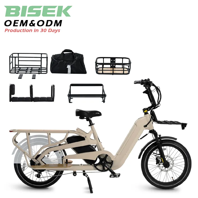 OEM ระยะยาวสําหรับครอบครัวที่มีเด็กแบตเตอรี่ e-bike จักรยานบรรทุกสินค้ายุโรปจักรยานบรรทุกสินค้าแม่ไฟฟ้า