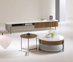 Modern Round <b>Marble</b> <b>Top</b> Coffee <b>Table</b> With Storage Wood Metal Frame Living Room Furniture - Product Image 6