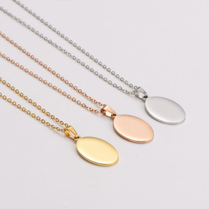 Collana pendente ovale vuota personalizzabile in acciaio inossidabile nuova tendenza non appannata per incisione - Product Image 2
