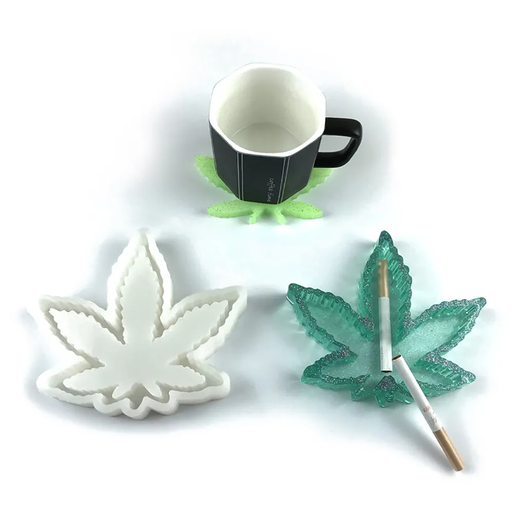 Online New Exotic Diy Silicone Mold Ashtray Epoxy Large Leaf Mold Hemp Leaf Ashtray Mirror