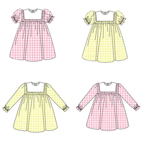 kaiyo wholesale luxury cotton plaid short sleeve summer frock dresses toddler baby clothes Easter style girls dresses