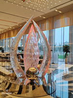 Sculpture de fleurs roses en résine d'intérieur Vincentaa, décoration de luxe pour hôtel