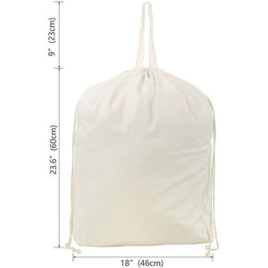 Sac à linge en toile de coton naturel portable personnalisé avec cordon de serrage pour hôtels - Product Image 2