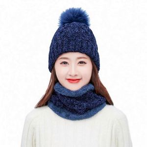 Conjunto de Gorro y Bufanda de Invierno Cálido, Tejido Grueso, Unisex, Acrílico, con Bordado 3D, para Negocios, Playa, con Forro Afelpado - Product Image 1