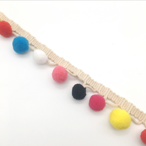 Bán buôn Nylon đầy màu sắc Pom Pom bóng rìa nhỏ <span class=keywords><strong>Pompom</strong></span> <span class=keywords><strong>TRIM</strong></span> - Product Image 5