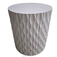 Table basse classique en ciment MgO cannelé, moderne, ronde, noir mat, pour salon, intérieur/extérieur