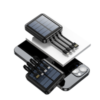 Banque d'alimentation solaire modèle neuf d'usine 10000 mAh, chargeurs portables 10000 mAh avec 4 câbles intégrés