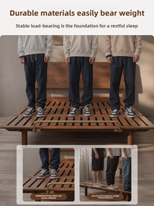 Cama <span class=keywords><strong>Queen</strong></span> de Madera de Caucho Sólido con Espacio de Almacenamiento, Muebles de Dormitorio Modernos y Minimalistas para Sala de Estar SMC081 - Product Image 4