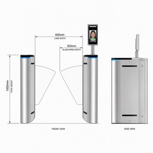<span class=keywords><strong>Tourniquet</strong></span> rapide en acier inoxydable à coins arrondis avec reconnaissance faciale et barrière pivotante en verre - Product Image 5