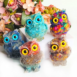 Wholesale Natural Healing <strong>Crystal</strong> Gemstone Carved Stone <strong>Animal</strong> Carving rose quartz chips Owl <strong>Crystal</strong> Carve for home decoration - Product Image 1