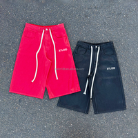 Shorts 3/4 pour Hommes en Jean Ciré, Design Personnalisé, Coupe Oversize, Style Streetwear Décontracté, Denim Ciré Uni, Logo Personnalisé