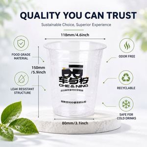 แก้วพลาสติกใส 14 ออนซ์ PET สำหรับเครื่องดื่มปั่น ฤดูร้อน ชายหาด ริมทางเดินริมทะเล คาเฟ่ สดชื่น ใช้กลางแจ้ง พิมพ์ลายดิจิตอล ทรงกลม ปรับแต่งได้ - Product Image 3
