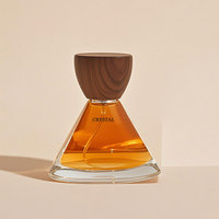 Flacon de parfum en verre conique vide de luxe en forme de cône de 50ml 100ml avec boîte et bouchons en bois