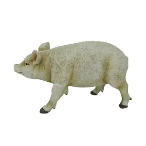 Statue d'animaux en résine de verre, décoration de jardin en polyrésine, sculpture de cochon, artisanat fait à la main