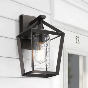 Wholesale High Quality Nordic Vintage Style Aluminum Glass Road Garden Waterproof E26 Outdoor Wall Lamps