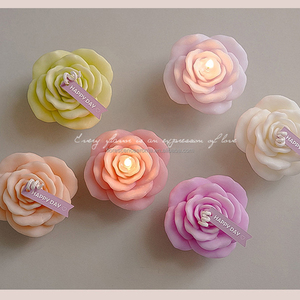 फ्लेर्सेंस चीन कारखाने गर्म बिक्री ग्लास वैलेंटाइन के दिन उपहार-हस्तनिर्मित गुलाब के आकार के सुगंधित मोमबत्तियाँ - Product Image 4