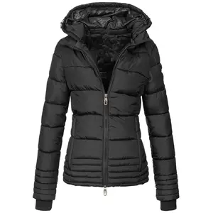 Custom 2022 Ladies Winter Outdoor Hooded Bubble Coat Clothes Cropped Puffer Jacket For Women