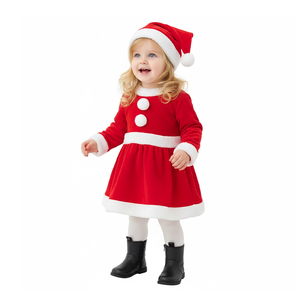 Robe <span class=keywords><strong>de</strong></span> Noël pour bébé fille, best-seller <span class=keywords><strong>de</strong></span> qualité supérieure, tenue <span class=keywords><strong>de</strong></span> Noël, vêtements <span class=keywords><strong>de</strong></span> fête, ensemble en velours doux et confortable avec <span class=keywords><strong>bonnet</strong></span> - Product Image 3